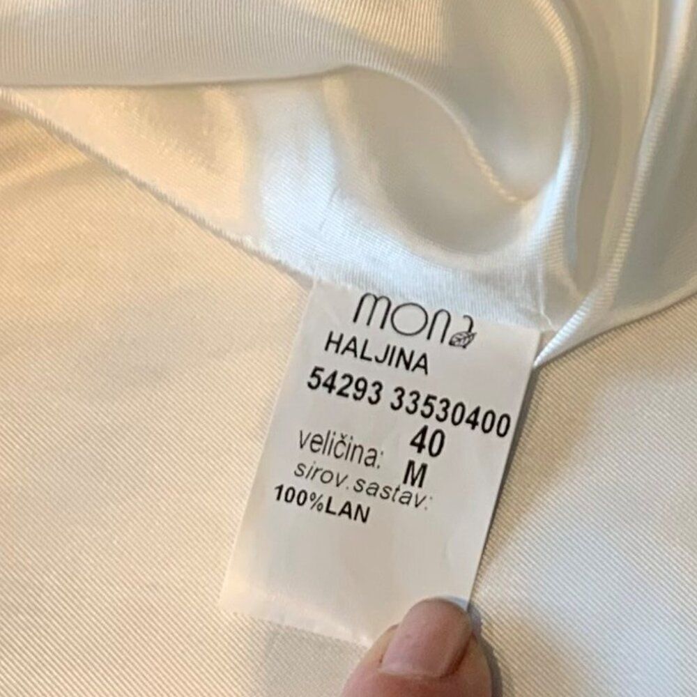 White Zip-Front Linen A-Line Dress - Picture 15 of 16